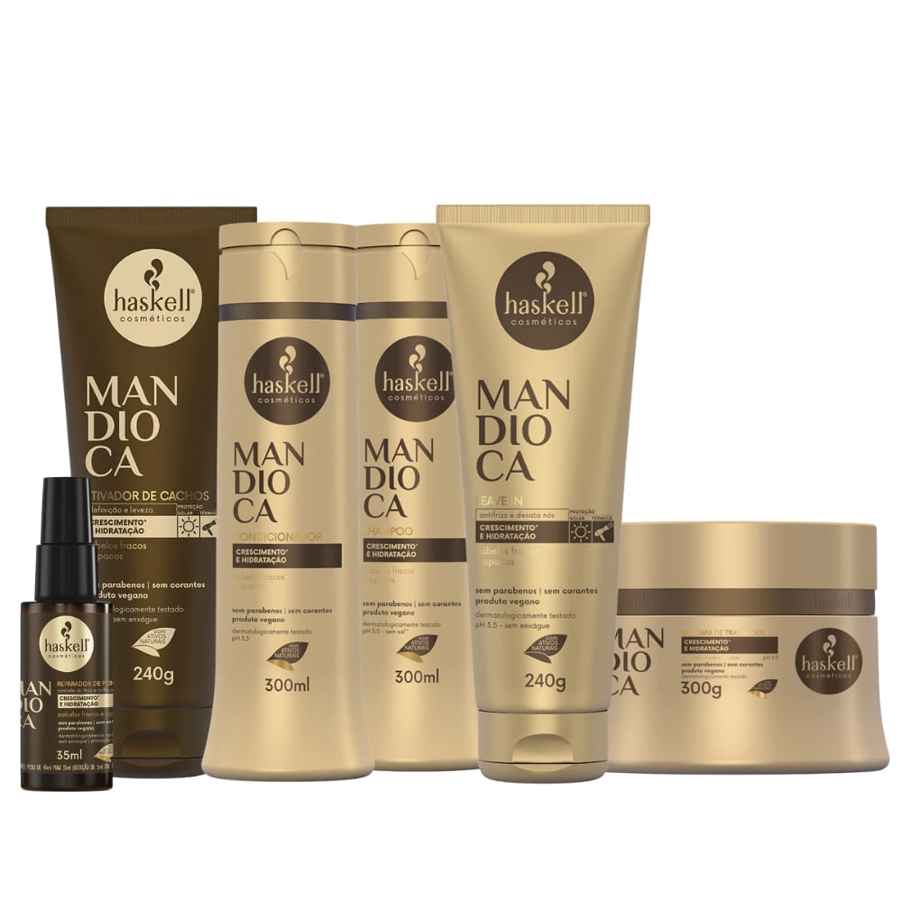 Kit Haskell Mandioca Hidratação Home-Care Completo 300ml