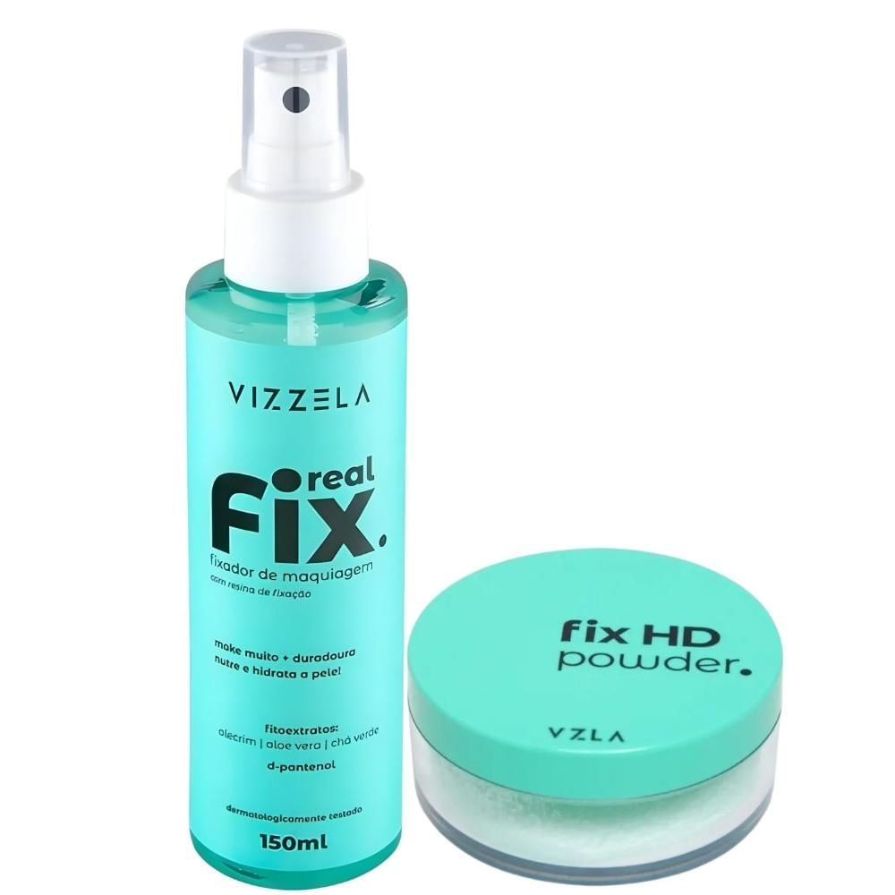 Kit Vizzela Fixador de Maquiagem 150 + Pó Translúcido Matte