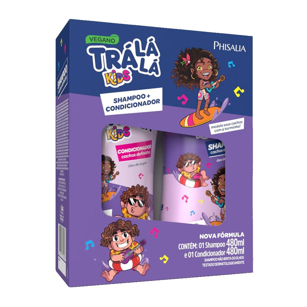 Shampoo + Condicionador TRA LA LA Kids Cachos Definidos 480ml