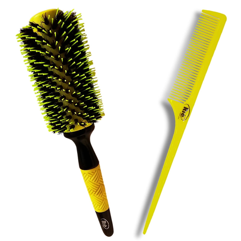 Kit 1 Escova Profissional Mega Ceramic 64+1 Pente Riè Salon-Pro