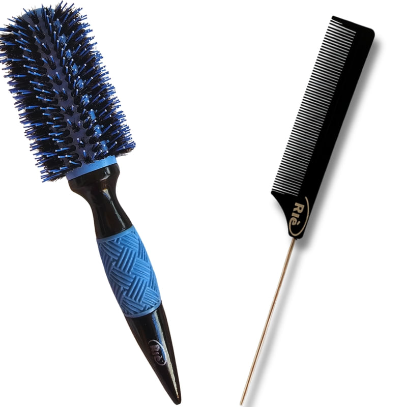 Kit 1 Escova Profissional Super Ceramic 64+1 Pente Riè Salon-Pro