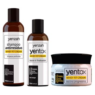 Yenzah Whey Fit Cream peq. Kit - Sh + Leave-in + Escova Progressiva Menor preço em Yenzah Whey Fit Cream peq. Kit - Sh + Leave-in + Escova Progressiva