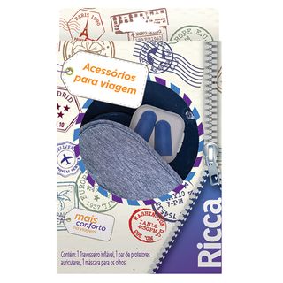Ricca Acessórios para Viagem Kit - Travesseiro + Máscara + Protetores Auriculares Menor preço em Ricca Acessórios para Viagem Kit - Travesseiro + Máscara + Protetores Auriculares