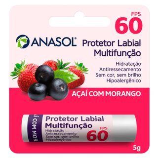 Protetor Hidratante Labial Açaí Com Morango FPS60 Anasol - 5g Menor preço em Protetor Hidratante Labial Açaí Com Morango FPS60 Anasol - 5g