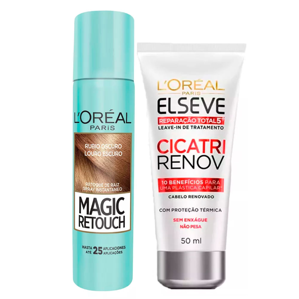L'Oréal Paris Magic Retouch + Cicatri Renov Kit - Leave-In + Corretivo Capilar Louro Escuro