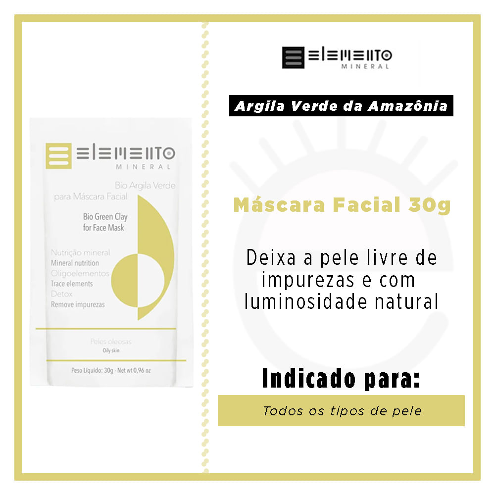 Máscara Facial Elemento Mineral Bio Argila Verde