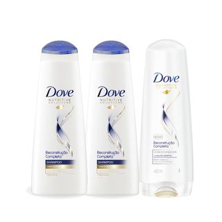 Kit Shampoo 2 Unidades + Condic Dove Reconstrução Completa 400ml Menor preço em Kit Shampoo 2 Unidades + Condic Dove Reconstrução Completa 400ml
