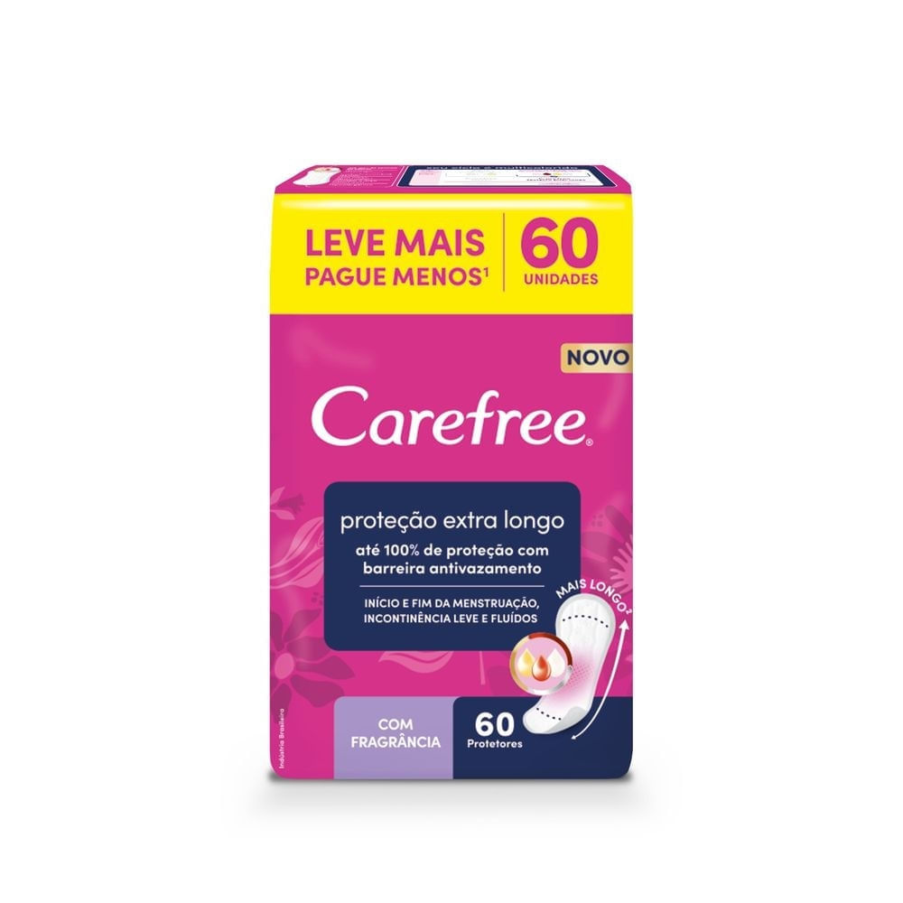 Protetor Diário Carefree Extra Longo Com Fragrância 60 Unidades