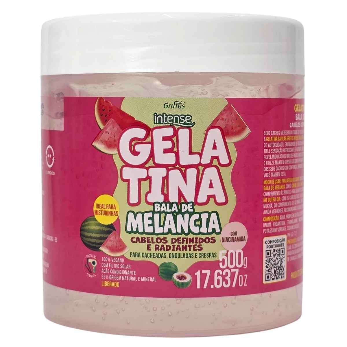 Gelatina Capilar Bala de Melancia Cachos Definidos e Radiantes Intense Griffus 500g