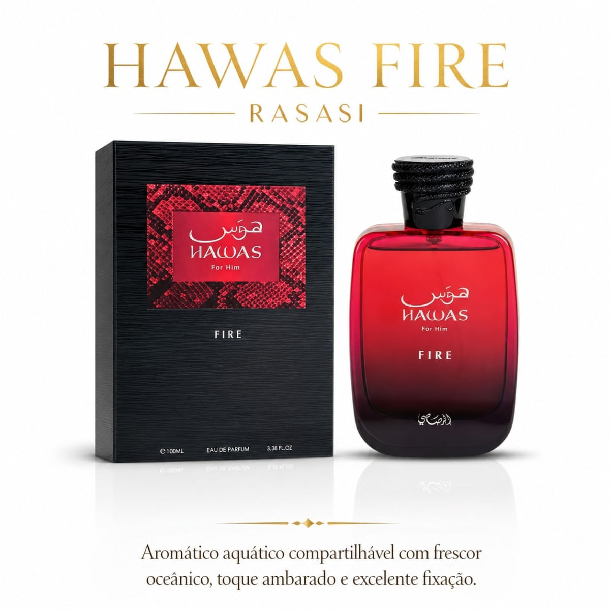 Perfume Hawas Fire Rasasi 100 ml - Época Cosméticos