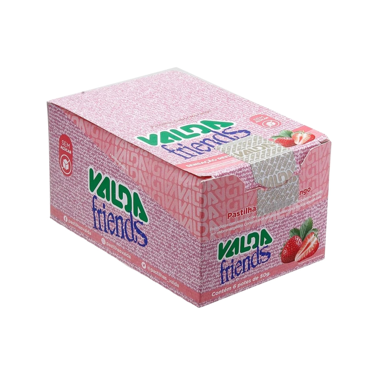 Valda Friends Sabor Morango Pote 50g Pack com 6 Unidades