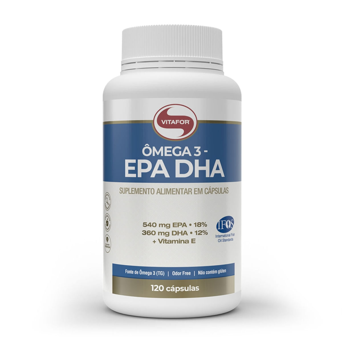 Ômega 3 Epa Dha Odor Free Com Vitamina E 120 Capsulas Vitafor (7898919865185)