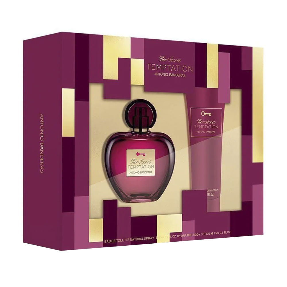 Kit Antonio Banderas Her Secret Temptation Eau De Toilette 80ml + Body Lotion 75ml