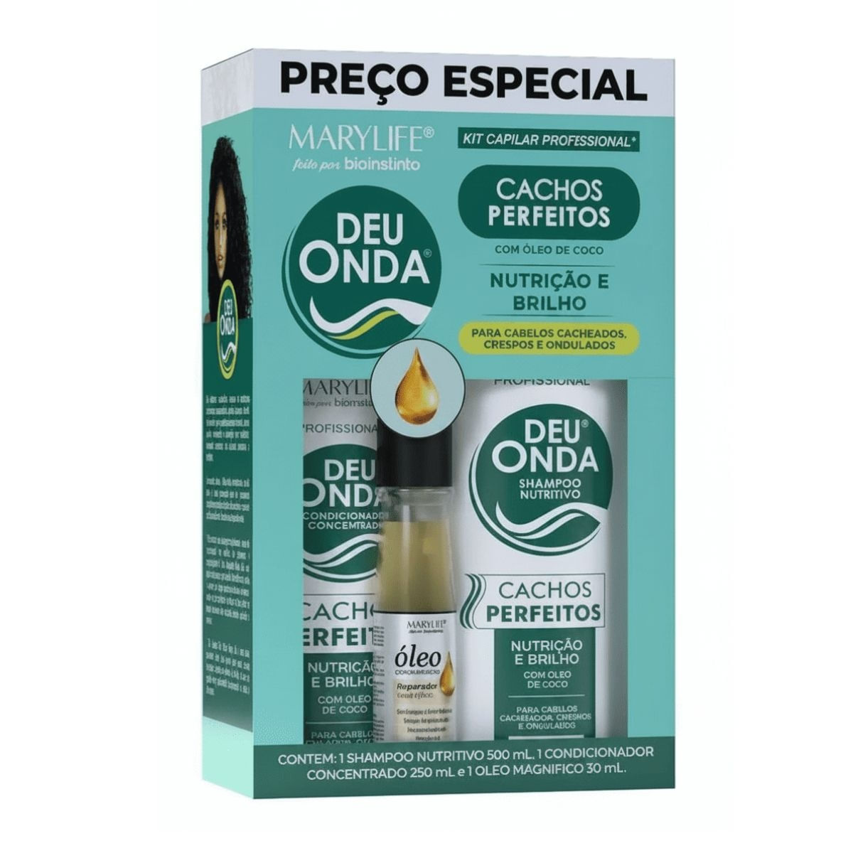 KIT CAPILAR PROFISSIONAL DEU ONDA CACHOS PERFEITOS 3 ITENS - MARY LIFE