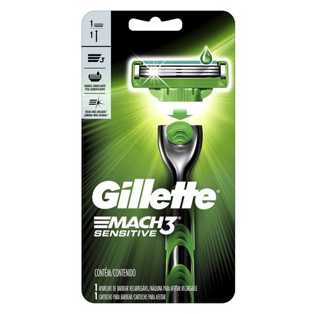 Aparelho de Barbear Gillette Mach3 Sensitive + 1 Carga - nenhuma