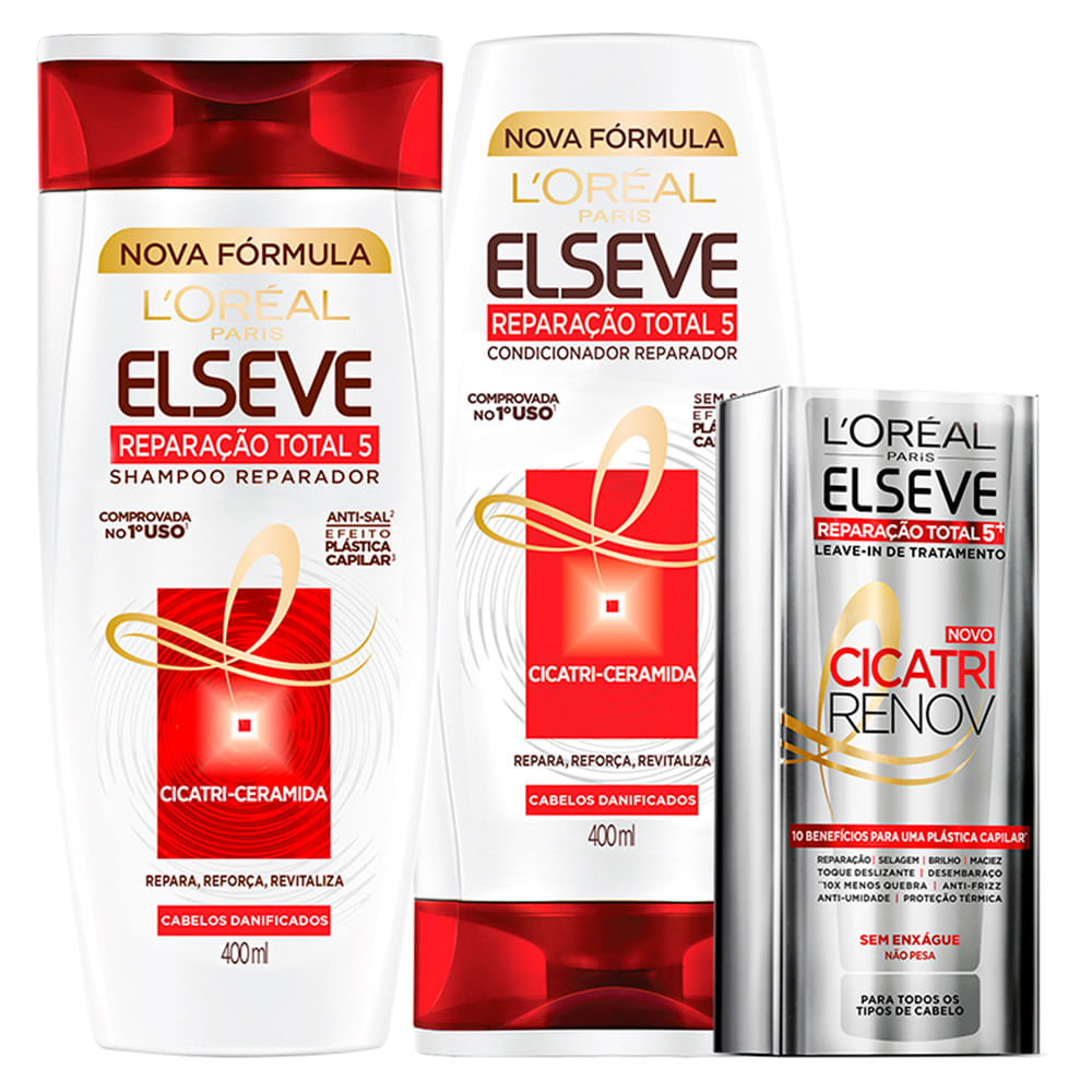 L'Oréal Paris Elseve Reparação Total 5+ Kit - Shampoo + Leave-In + Ganhe Condicionador