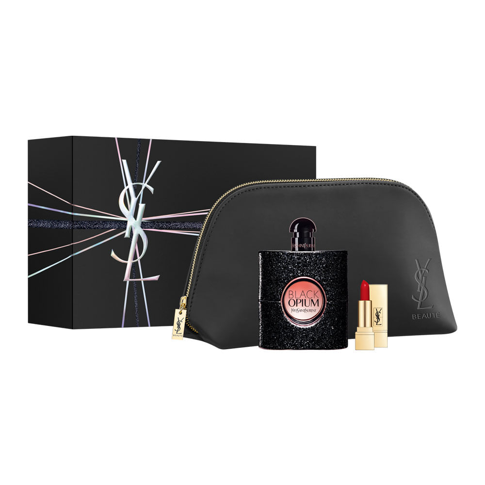 Kit Yves Saint Laurent Black Opium - Eau de Parfum + Mini Batom +