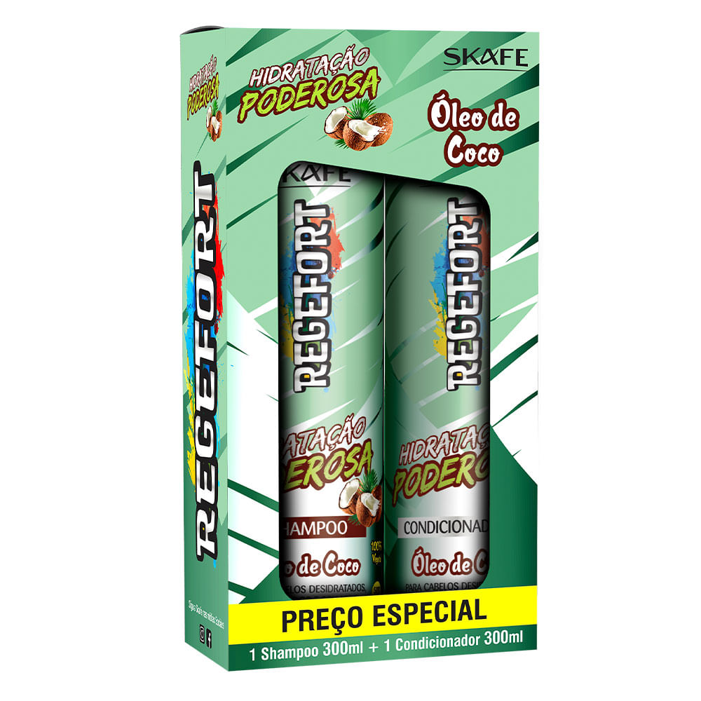 Skafe Regefort Hidratação Poderosa Óleo de Coco Kit – Shampoo e Condicionador