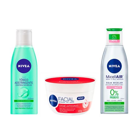 NIVEA Limpeza Facial Kit  Tônico + Água Micelar + Creme Antissinais - nenhuma