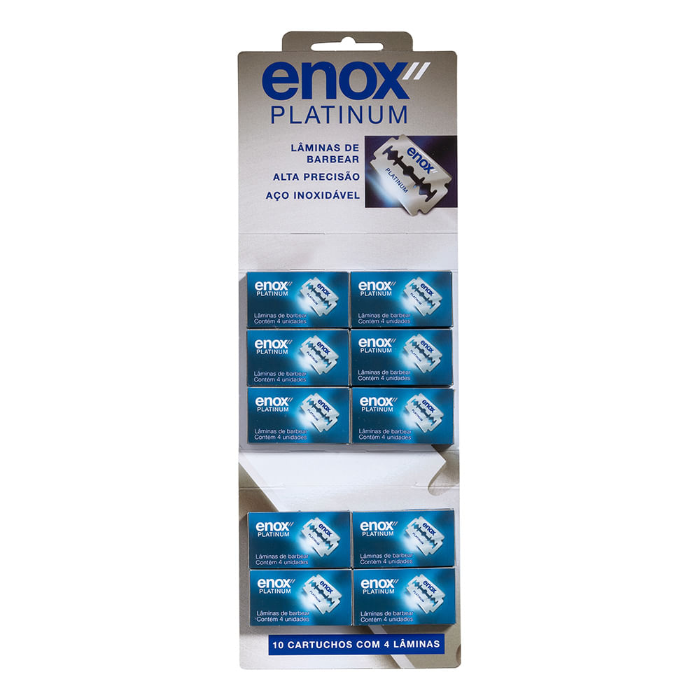 Lâmina de Barbear Duplo Fio Platinum Enox – C/4