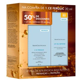 SkinCeuticals-CE-Ferulic-UV-Oil-Kit-–-1-Serum-Rejuvenescedor-CE-Ferulic-30ml---1-Protetor-Solar-UV-Oil-Sem-Cor-FPS-80-40g