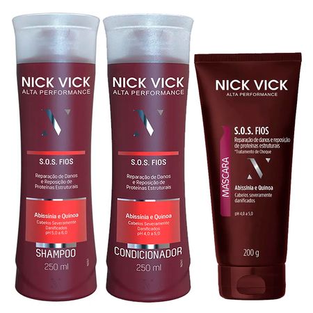 Kit Shampoo + Condicionador + Máscara Nick & Vick Pro-Hair S.O.S. Fios - nenhuma