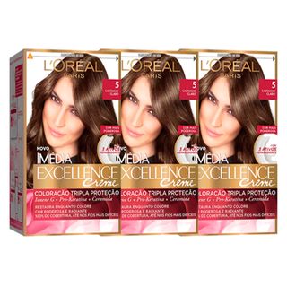 L'Oréal Paris Coloração Imédia Excellence 5 Cast. Claro Kit - 3 Unidades