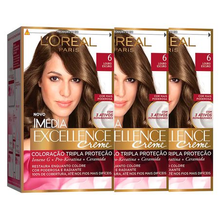 L'Oréal-Paris-Coloração-Imédia-Excellence-6-Louro-Escuro-Kit---3-Unidades-Kit--1