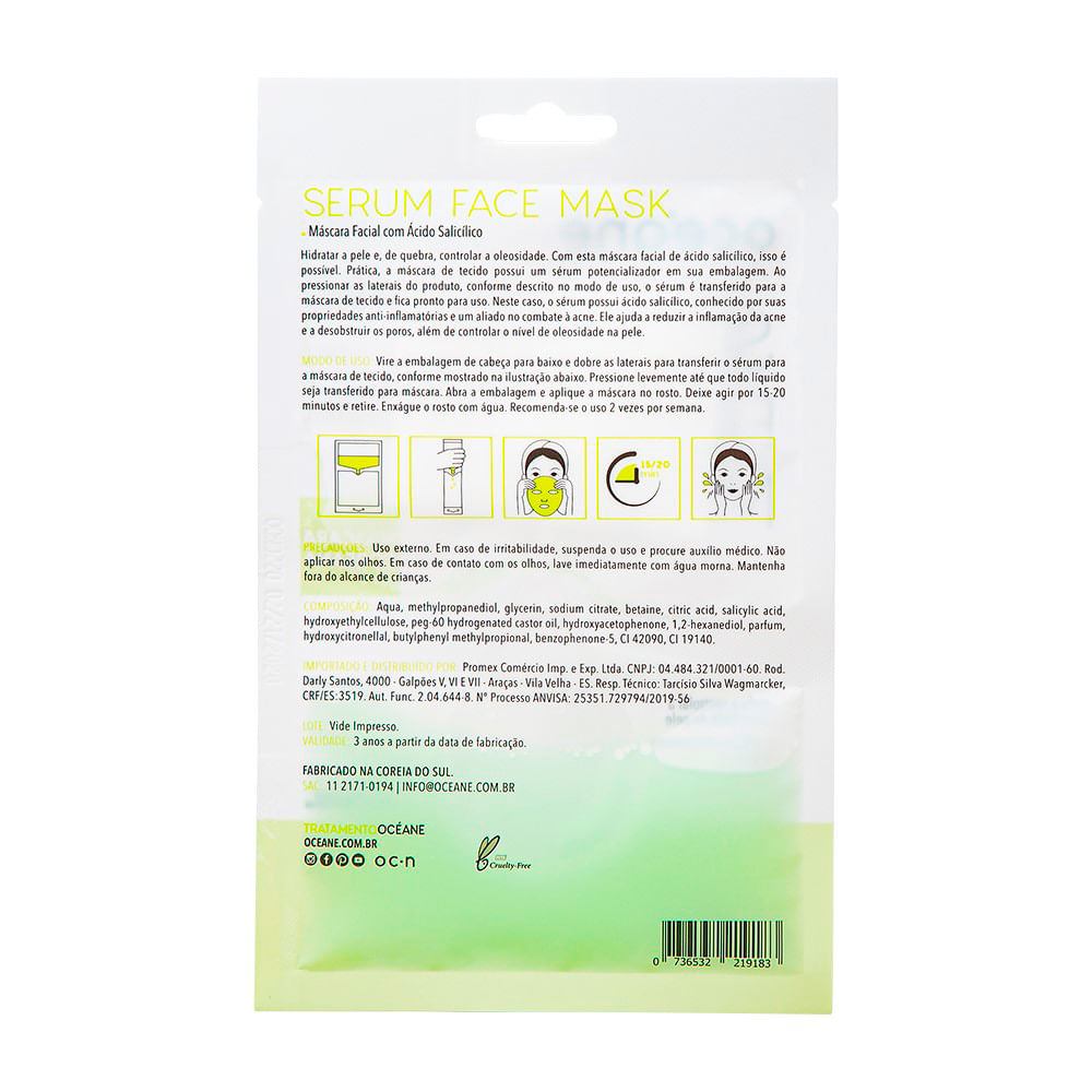 Máscara Facial com Ácido Salicílico Océane – Sérum Face Mask