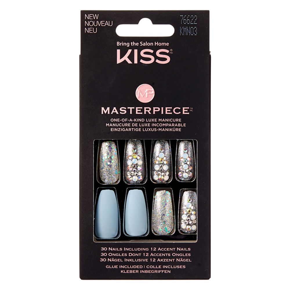 Kiss NY Masterpiece Over the Top Kit - Unhas Postiças + Cola + Mini Lixa + Palito