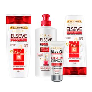 L'Oréal Paris Elseve Reparação Total 5 Kit - Shampoo + Condicionador + Creme de Pentear + Leave-In