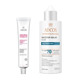 adcos-derma-complex-vitamina-c-20-fps-70-fluid-incolor-adcos-kit-anti-idade-protetor-solar