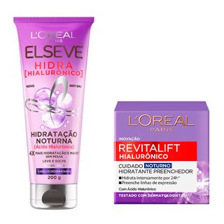 L'Oréal Paris Elséve Hialurônico Kit Noturno - Creme de Hidratação + Anti-idade Menor preço em L'Oréal Paris Elséve Hialurônico Kit Noturno - Creme de Hidratação + Anti-idade
