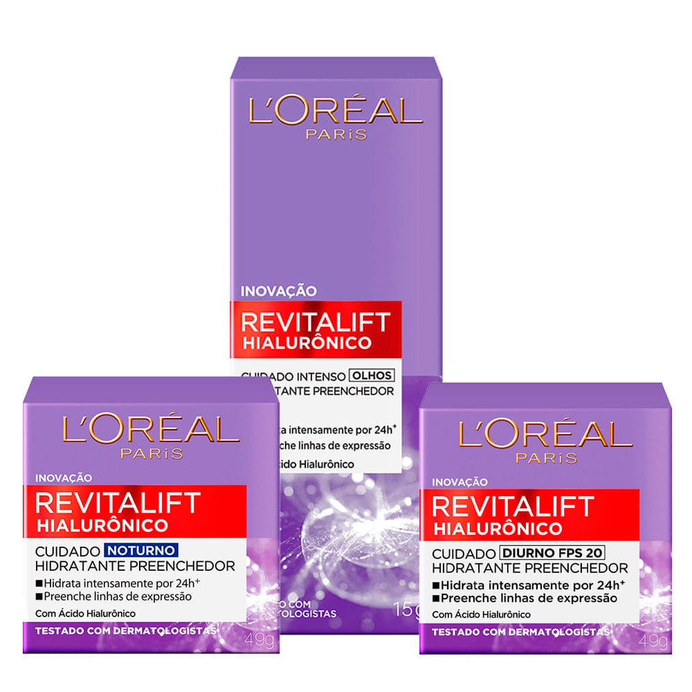 L'Oréal Paris Revitalift Hialurônico Kit - Diurno + Noturno + Creme para Olhos
