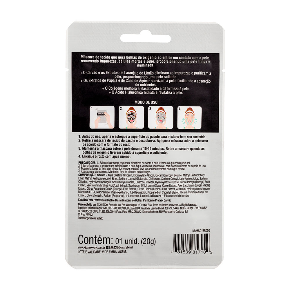 Máscara Facial Kiss NY – Bubble Mask Carvão