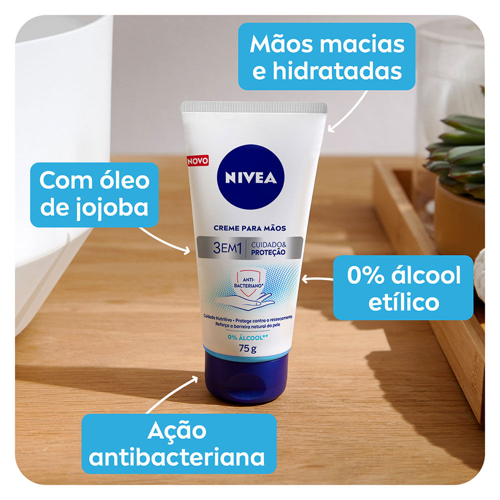 Creme para as Mãos 3 em 1 NIVEA Ação Antibacteriana
