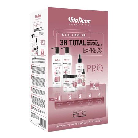 Vita-Derm-3R-Total-Express-Pro-Kit-Shampoo-+-Creatina-+-Máscara-+-Fluido-+-Sérum-Kit--1