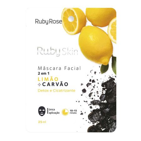 Máscara-Facial-de-Tecido-Ruby-Rose-Limão-e-Carvão-1Un--1