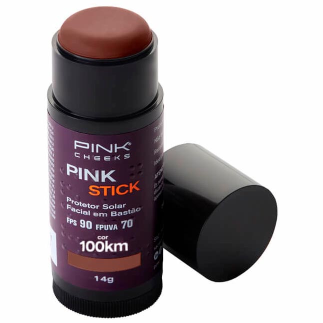 Protetor Solar Facial Com Cor Pink Stick FPS90 - 100km