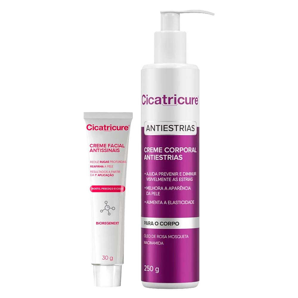 Cicatricure Kit – Creme Antiestrias + Creme Facial Antissinais Fps30