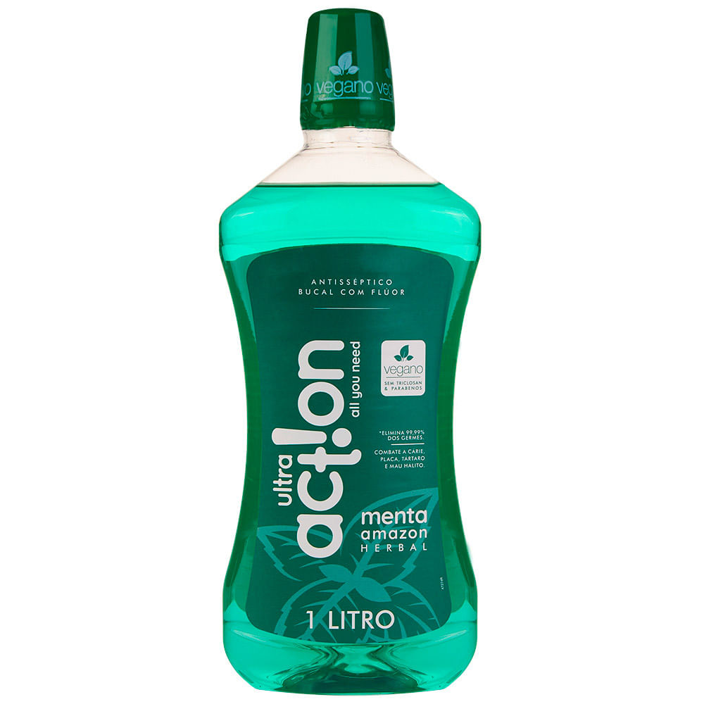 Antisséptico Bucal Com Flúor Ultra Action Menta Amazon Herbal