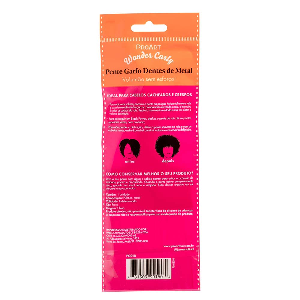 Pente ProArt Wonder Curly Garfo de Metal