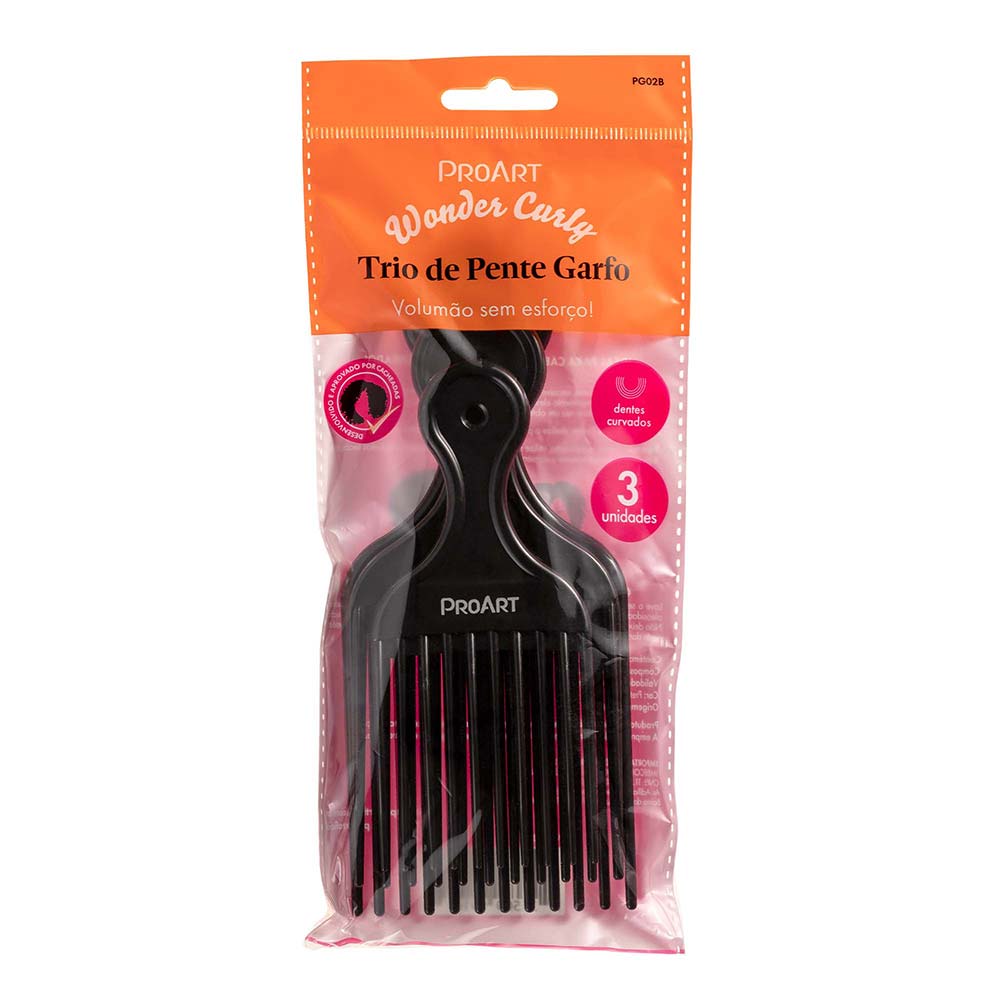 Pente ProArt Wonder Curly Garfo de Metal 3 Unidades