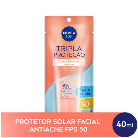 NIVEA SUN Protetor Solar Facial Tripla Proteção Loção Antiacne FPS50 - 40ml