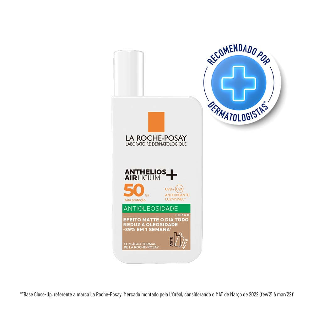 Protetor Solar Facial com Cor La Roche-Posay Anthelios Airlicium+ Fluido FPS50
