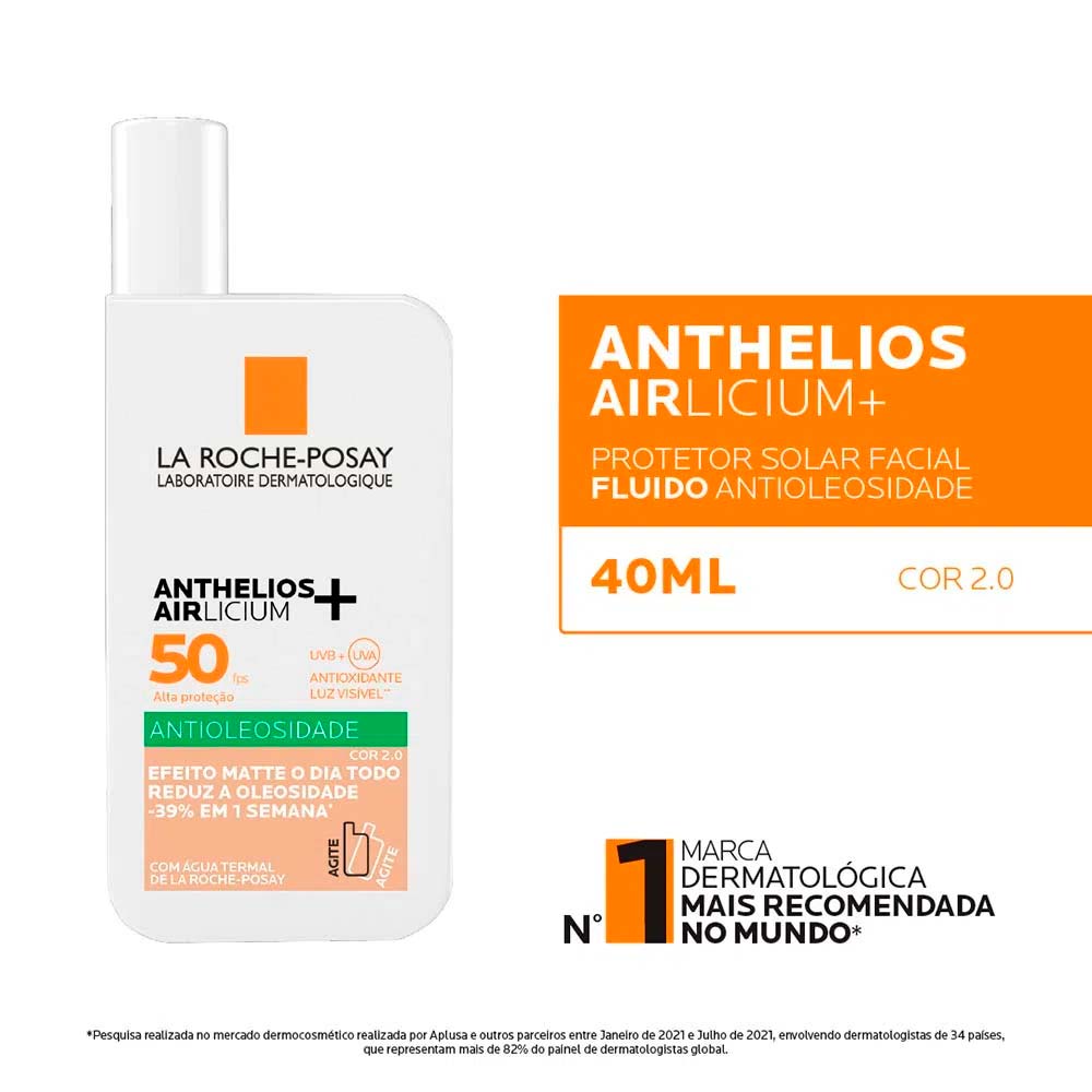 La Roche-Posay Anthelios Airlicium+ Kit com 2 Unidades – Protetor Solar Facial Fluido Com Cor FPS50 2.0 – 40ml