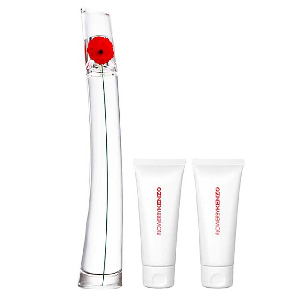 Kit Kenzo Flower By Kenzo Perfume Feminino Gel de Banho Locao Corporal Shopping Smiles