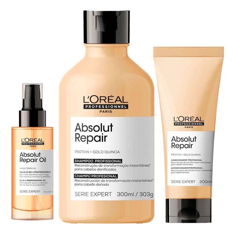 Kit Loréal Professionnel Absolut Repair Shampoo Condicionador Óleo Época Cosméticos 6747