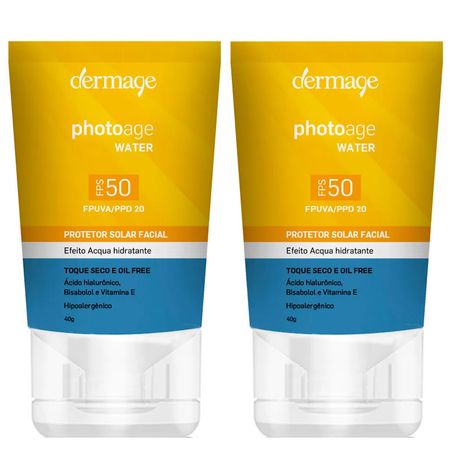 Dermage Photoage Water Kit com 2 Unidades – Protetor Solar Facial FPS50 – 40g Kit Dermage Photoage Water Kit com 2 Unidades – Protetor Solar Facial FPS50 – 40g Kit