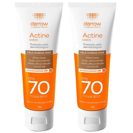 Darrow-Actine-Colors-Kit-com-2-Unidades-–-Protetor-Solar-Facial-com-Cor-FPS70-–-Pele-Morena-Mais-40g-Kit--1